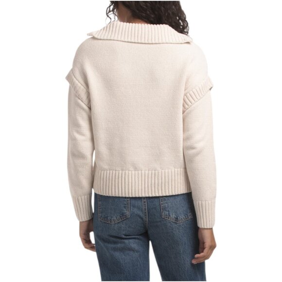 RACHEL ZOE Twofer Pull Over Sweater With Quarter Zip Front - Picture 2 of 2